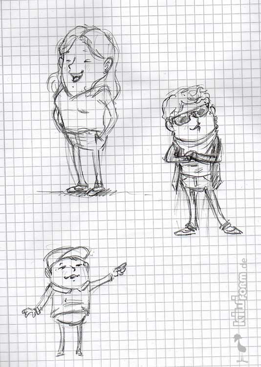 schnelle Karikatur-Skizzen mit Bleistift
