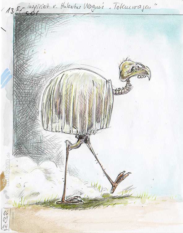 mein Vogeltier - inspiriert von Hubertus Wagner's "Totemwagen" - Daily Illu Tag 54