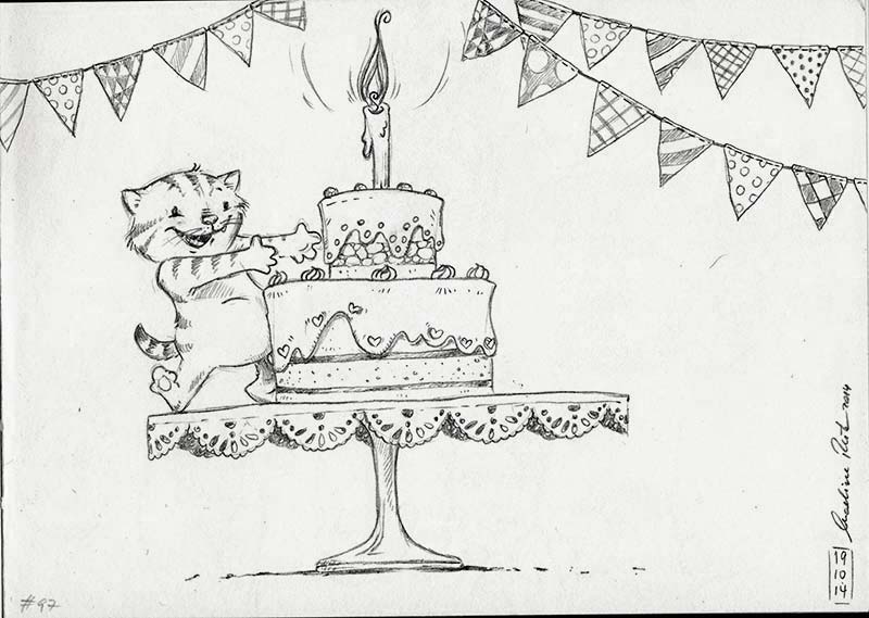 Happy Birthday Torte - Daily illu Tag 97 - Nadine Reitz